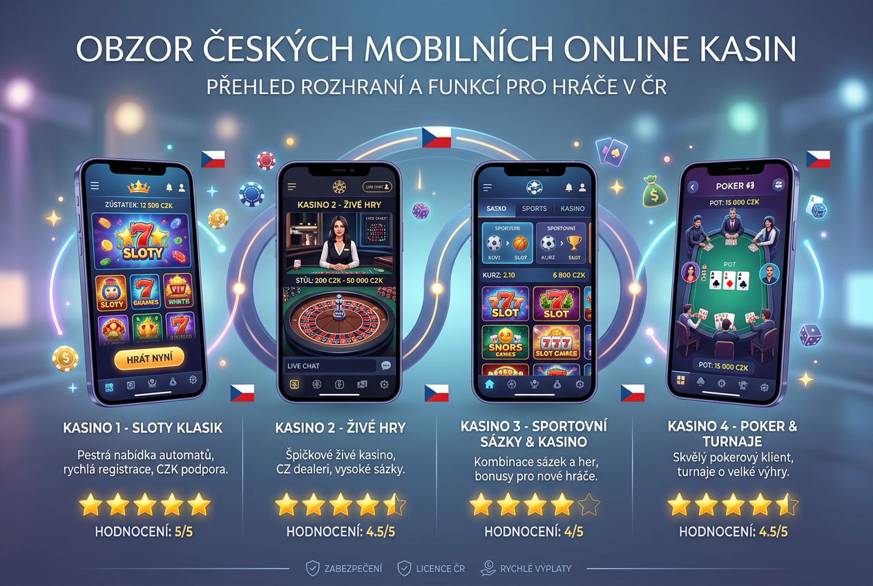 Porovnání nejlepších českých online kasin na mobilních zařízeních s CZK měnou